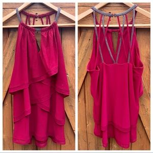 Dressy Layered Top with Criss-Cross Open Back